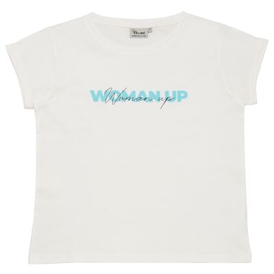 T-Shirt Kurzarm WOMAN UP Weiß Vintage