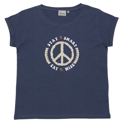 T-Shirt Kurzarm STAY SMART EAT WISE Blau Vintage