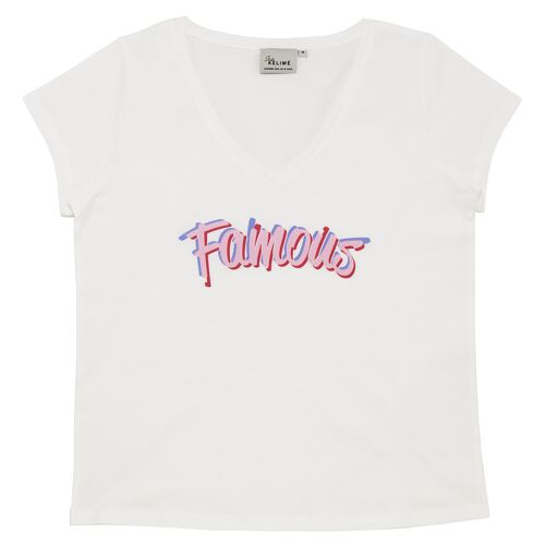 Tee-shirt Short Sleeves FAMOUS White Vintage
