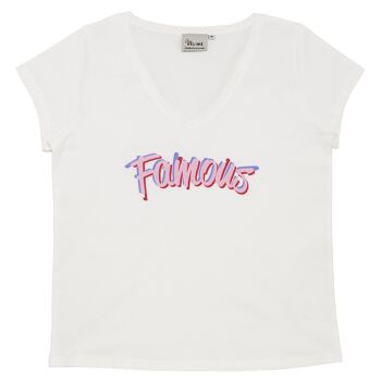 Tee-shirt Manches Courtes FAMOUS Blanc Vintage 1