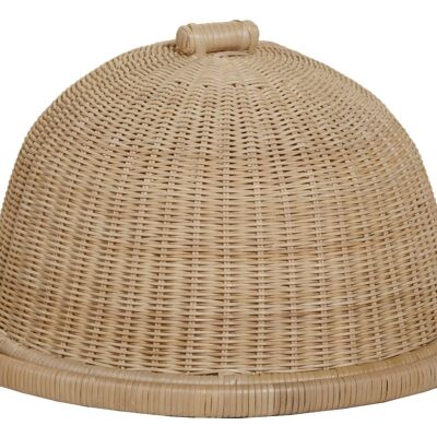 Plateau cloche en rotin naturel
