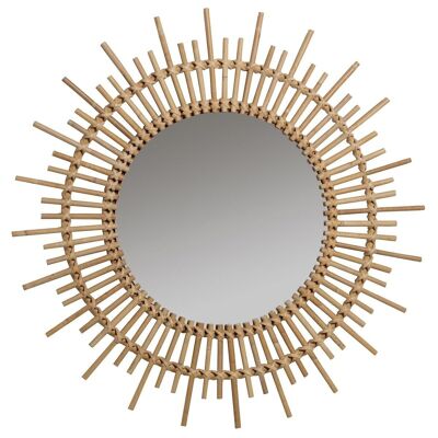 Planète vintage natural rattan round mirror
