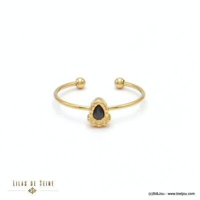 anillo minimalista de acero inoxidable con diamantes de imitación 0422516