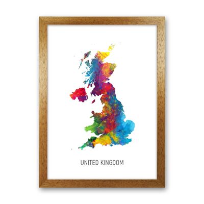 Stampa artistica della mappa dell'acquerello del Regno Unito di Michael Tompsett