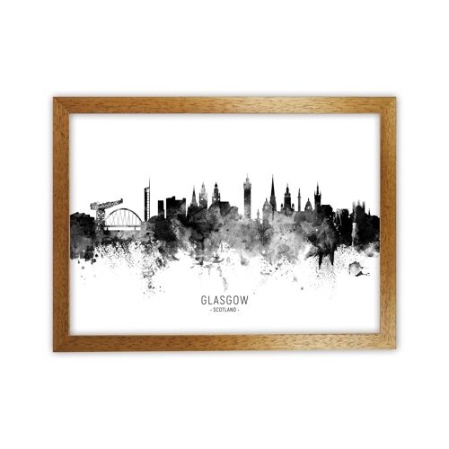 Glasgow Scotland Skyline Black White City Name  by Michael Tompsett