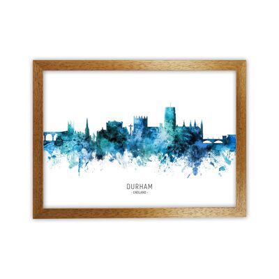 Durham England Skyline Blue City Name  by Michael Tompsett
