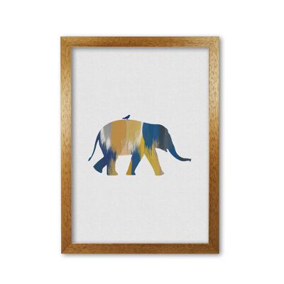 Elefante blu e giallo Stampa di Orara Studio Animal Art Print