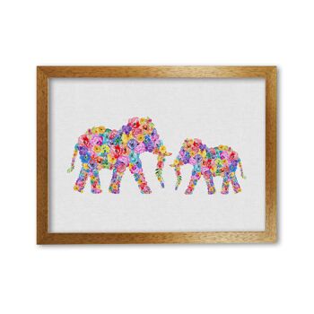 Impression d'éléphants floraux par Orara Studio Animal Impression artistique