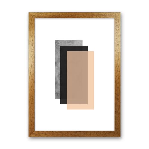 Peach And Black Abstract Rectangles Modern Print