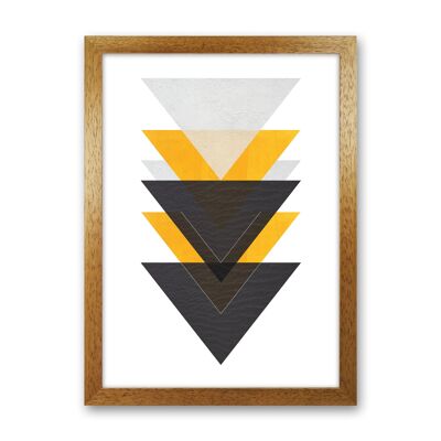 Impresión moderna de triángulos abstractos amarillos y negros