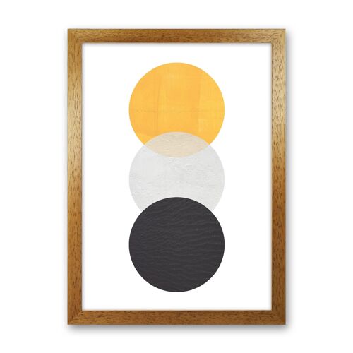 Yellow And Black Abstract Circles Modern Print