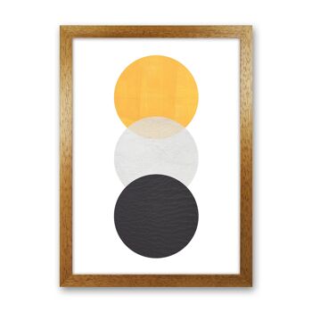 Impression moderne de cercles abstraits jaunes et noirs