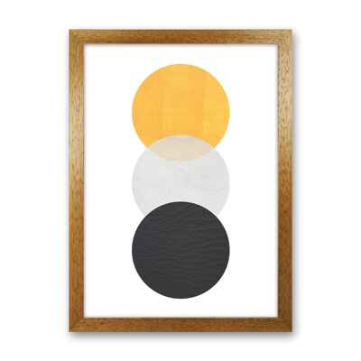Impresión moderna de círculos abstractos amarillos y negros