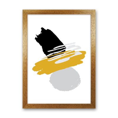 Impression moderne de formes de peinture abstraite moutarde et noire