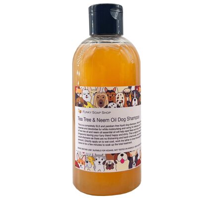 Shampoo liquido per cani con tea tree e olio di neem, 250 ml