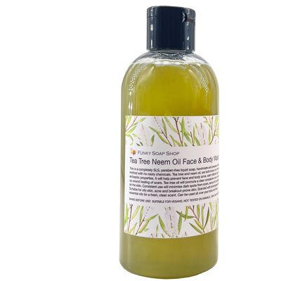 Nettoyant pour le visage et le corps à l'huile de neem d'arbre à thé, 250 ml