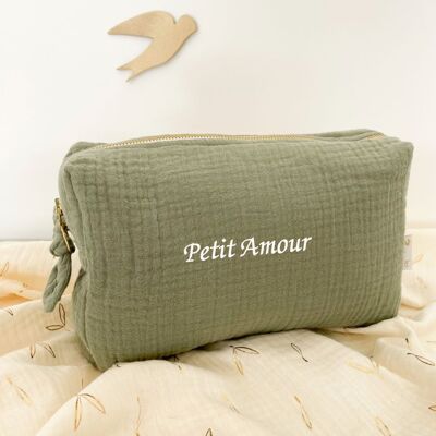 "Petit Amour" embroidered birth toiletry bag