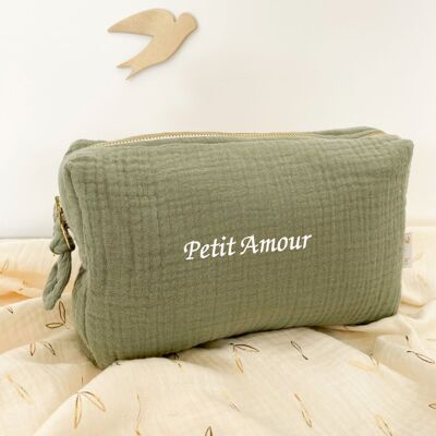 "Petit Amour" embroidered birth toiletry bag
