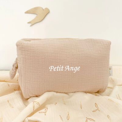 "Little Angel" embroidered baptism toiletry bag