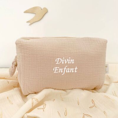 Baptism birth gift toiletry bag embroidered "Divin Enfant"