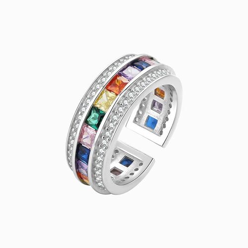 Gradient Square Diamond Rainbow Ring