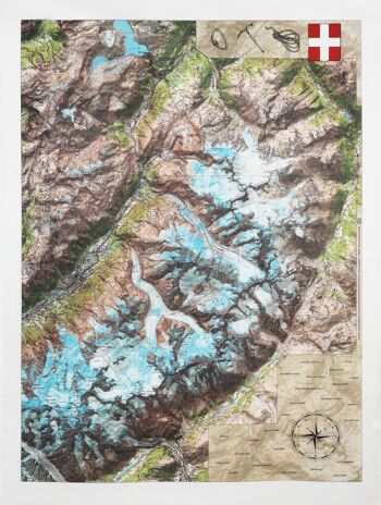 Carte IGN tissu enduit Mont Blanc (150x110) 2