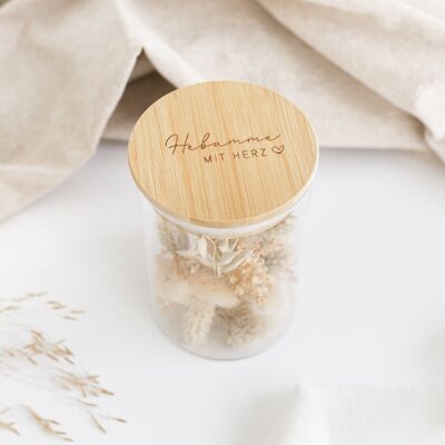 Midwife with a heart - storage jar / gift wrapping / birth