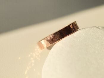 Anneau rose, bande épaisse, anneau rempli d'or rose 14K, anneau de promesse, anneau empilable, martelé minimaliste 3