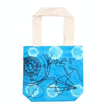 TDB-01 - Sac en coton tie-dye (6oz) - Boussole - Bleu - Poignée naturelle - Vendu en 1x unité/s par extérieur 1