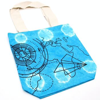 TDB-01 - Sac en coton tie-dye (6oz) - Boussole - Bleu - Poignée naturelle - Vendu en 1x unité/s par extérieur 3