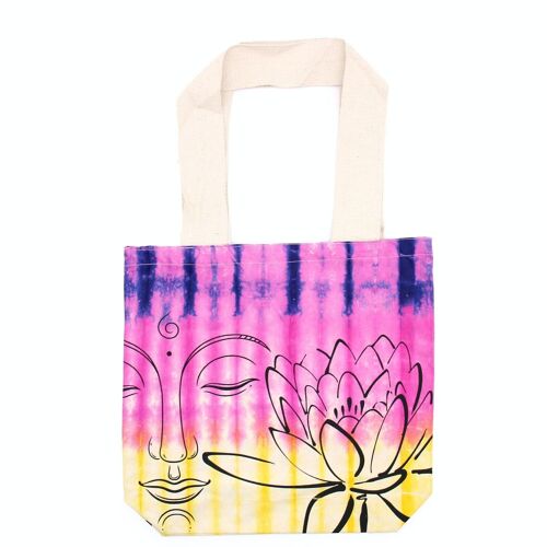 TDB-02 - Tie-Dye Cotton Bag (6oz) - Lotus Buddha - Multi Col - Natural Handle - Sold in 1x unit/s per outer