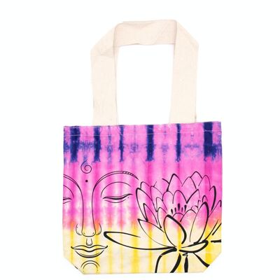 TDB-02 - Tie-Dye Cotton Bag (6oz) - Lotus Buddha - Multi Col - Natural Handle - Sold in 1x unit/s per outer