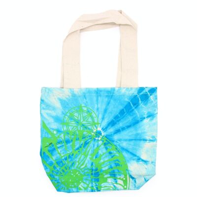 TDB-04 - Tie-Dye Cotton Bag (6oz) - Sea Shell - Blue/Green - Green Handle - Sold in 1x unit/s per outer