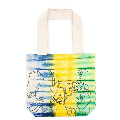 TDB-06 - Tie-Dye Cotton Bag (6oz) - Elephants - Multi - Natural Handle - Sold in 1x unit/s per outer