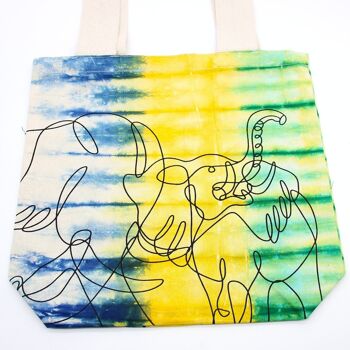 TDB-06 - Sac en coton tie-dye (6oz) - Éléphants - Multi - Poignée naturelle - Vendu en 1x unité/s par extérieur 2