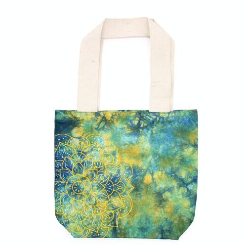 TDB-08 - Tie-Dye Cotton Bag (6oz) - Mandala - Green/Blue - Natural Handle - Sold in 1x unit/s per outer