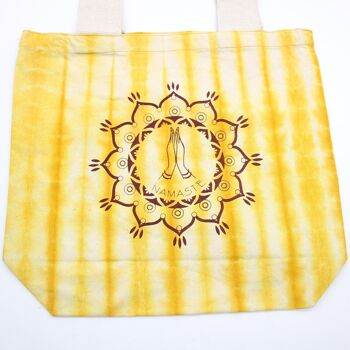 TDB-09 - Sac en coton tie-dye (6oz) - Mains Namaste - Jaune - Poignée naturelle - Vendu en 1x unité/s par extérieur 5