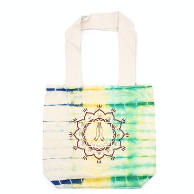 TDB-10 - Bolsa de Algodón Tie-Dye (6oz) - Namaste Hands - Multi - Mango Natural - Vendido en 1x unidad/es por exterior