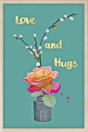 Carte postale en bois LOVE AND HUGS Card 1