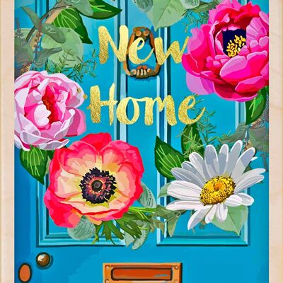 Carte postale en bois HAPPY NEW HOME Card