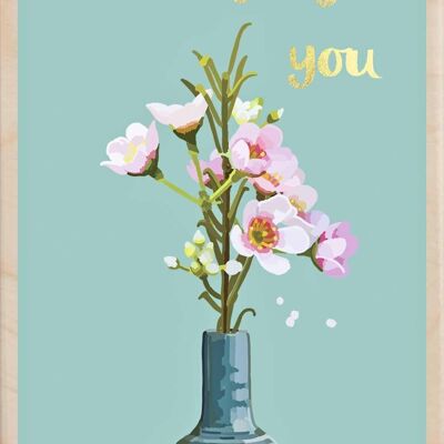 Wooden Postcard THINKING OF YOU Card