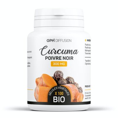 Curcuma Poivre noir Biologique - 300 mg - 100 gélules végétales