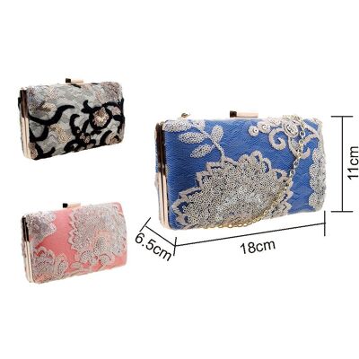 Katherina Embroidered Sequin Box Clutch Bag