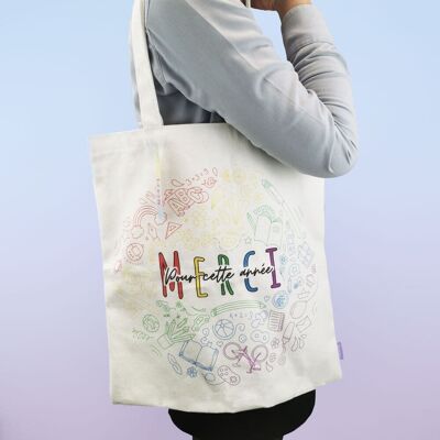 Einkaufstasche "Danke für dieses Jahr" - Regenbogenkollektion - Geschenk zum Schuljahresende