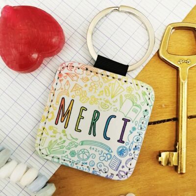 Porte clé "Merci" - Collection arc-en-ciel