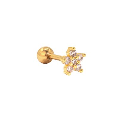 Radiant Flower Piercing Stud Gold