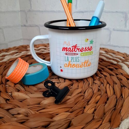 Mug émaillé - Maitresse la plus chouette