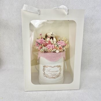 FLOWER BOXE, Fleurs séchées rose/blanc, Cadeau Naissance, Anniversaire, Cadeau Eco-durable 4