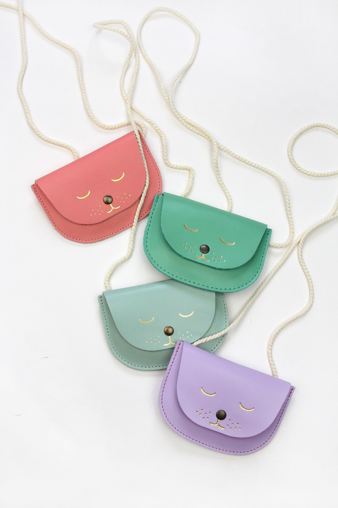 Lederhandtasche für kleine Mädchen – Katzenmotiv