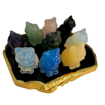 Set of 9 Cat Figurines in semi-precious stones 5